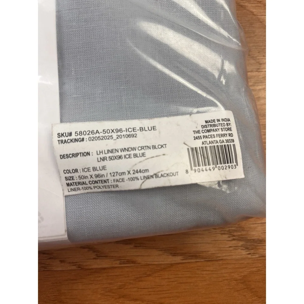 The Company Store Legends Hotel Linen Blackout Curtain Panel‎ Ice Blue 50x96 NEW